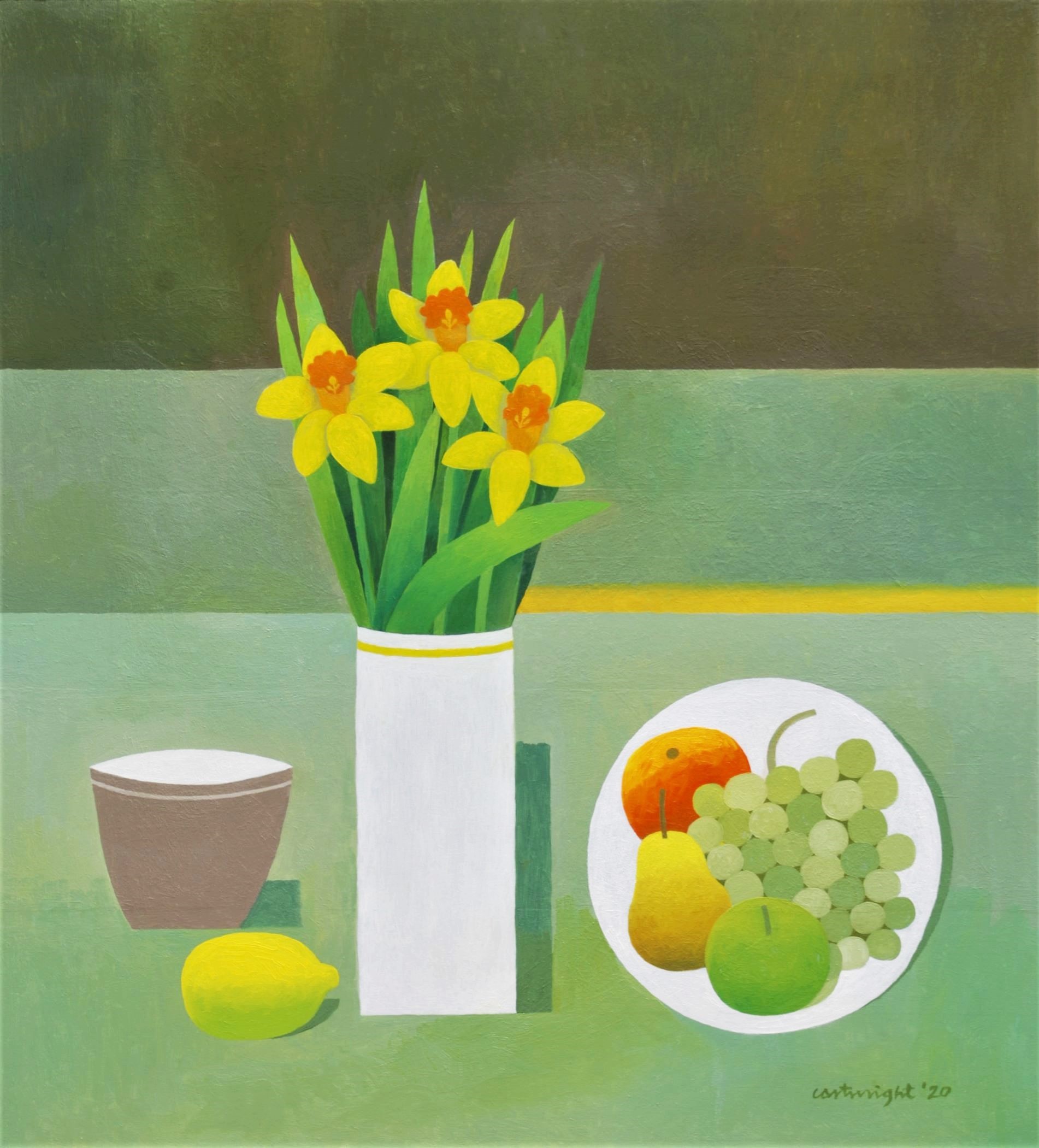 Painting by Reg Cartwright- Still Life with Daffodils.