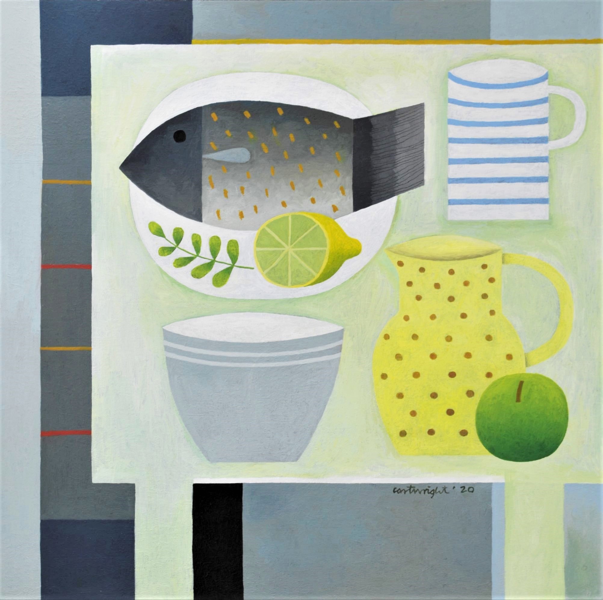 Painting by Reg Cartwright- Still Life with Fish 2020