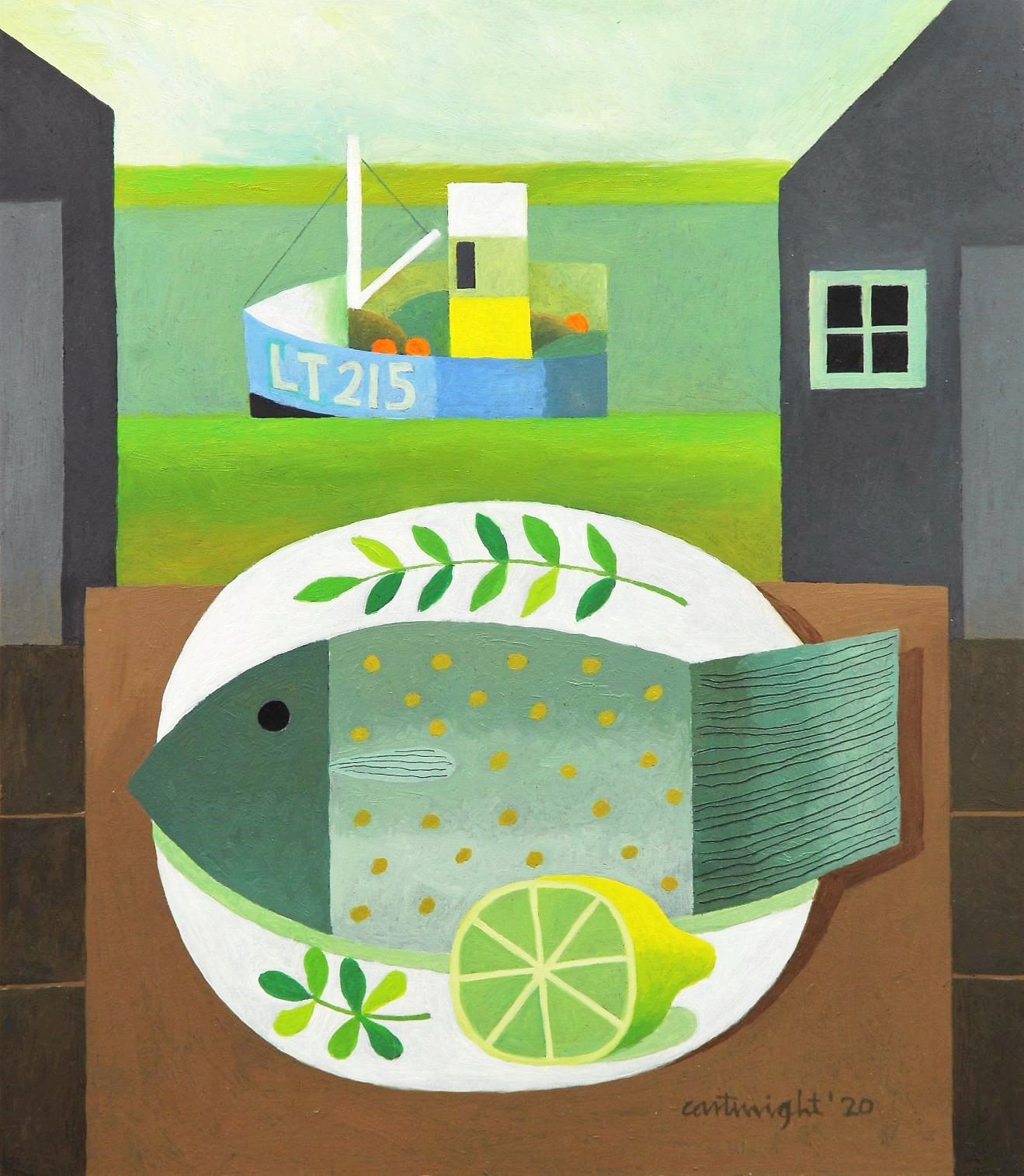 east coast landscape with fish and lemon by reg cartwright 2020