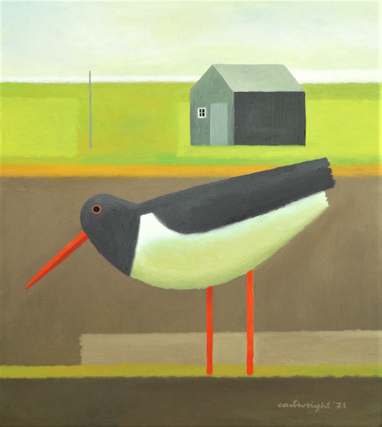 Oystercatcher painting by Reg Cartwright 2021