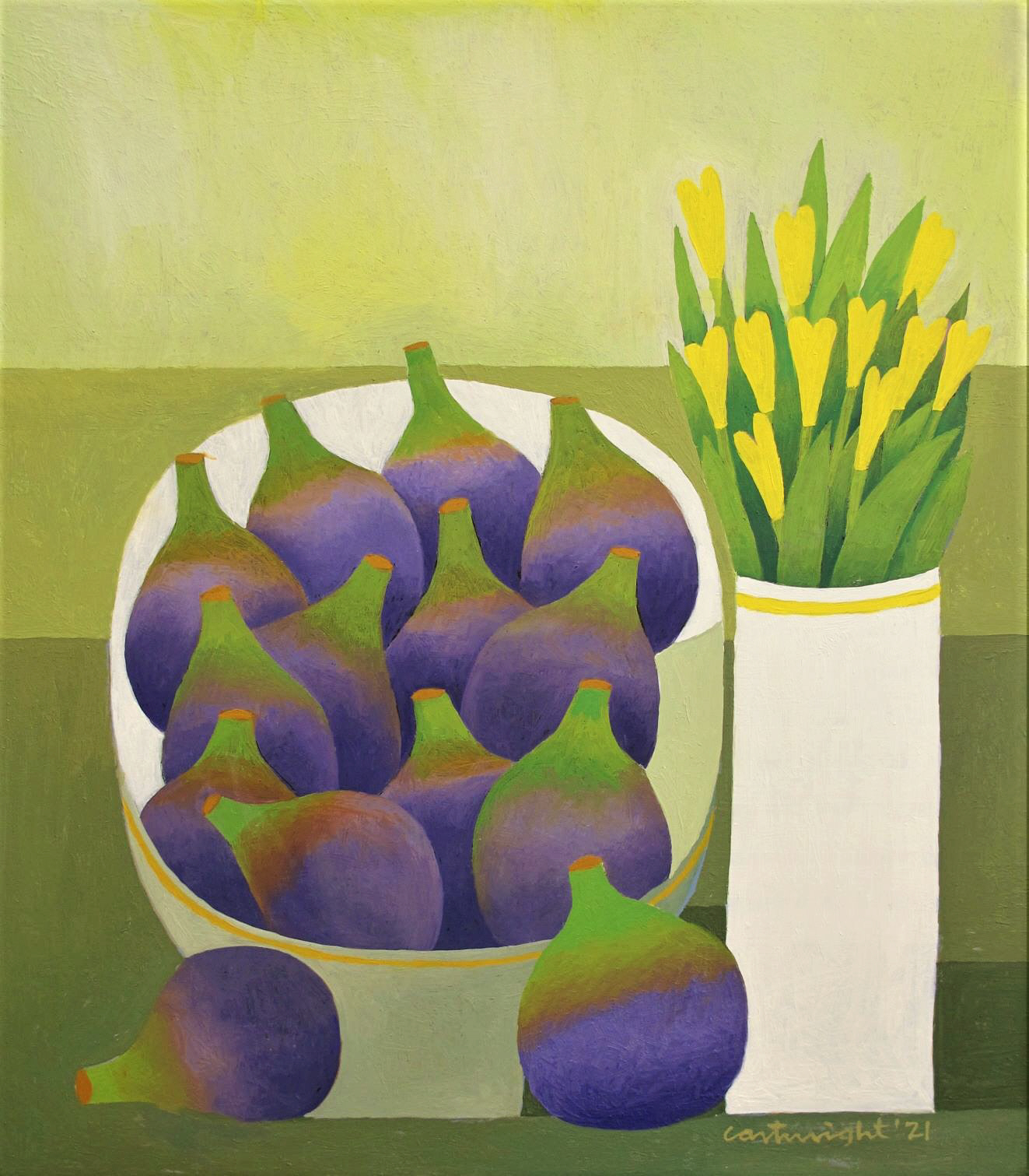 still life with figs and flowers by reg cartwright 2021