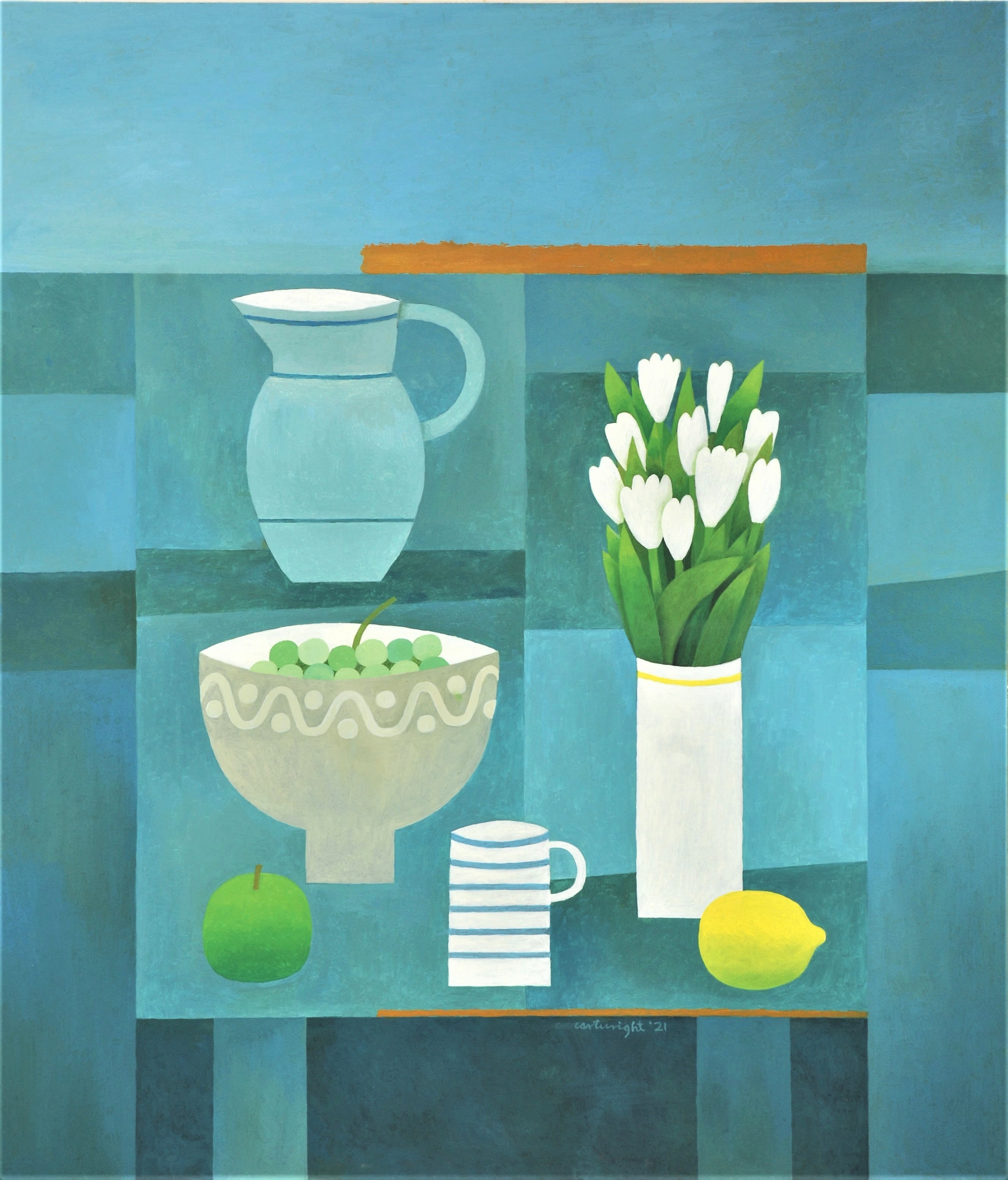 Large Blue Still Life- The BlueTable painting by Reg Cartwright 2021
