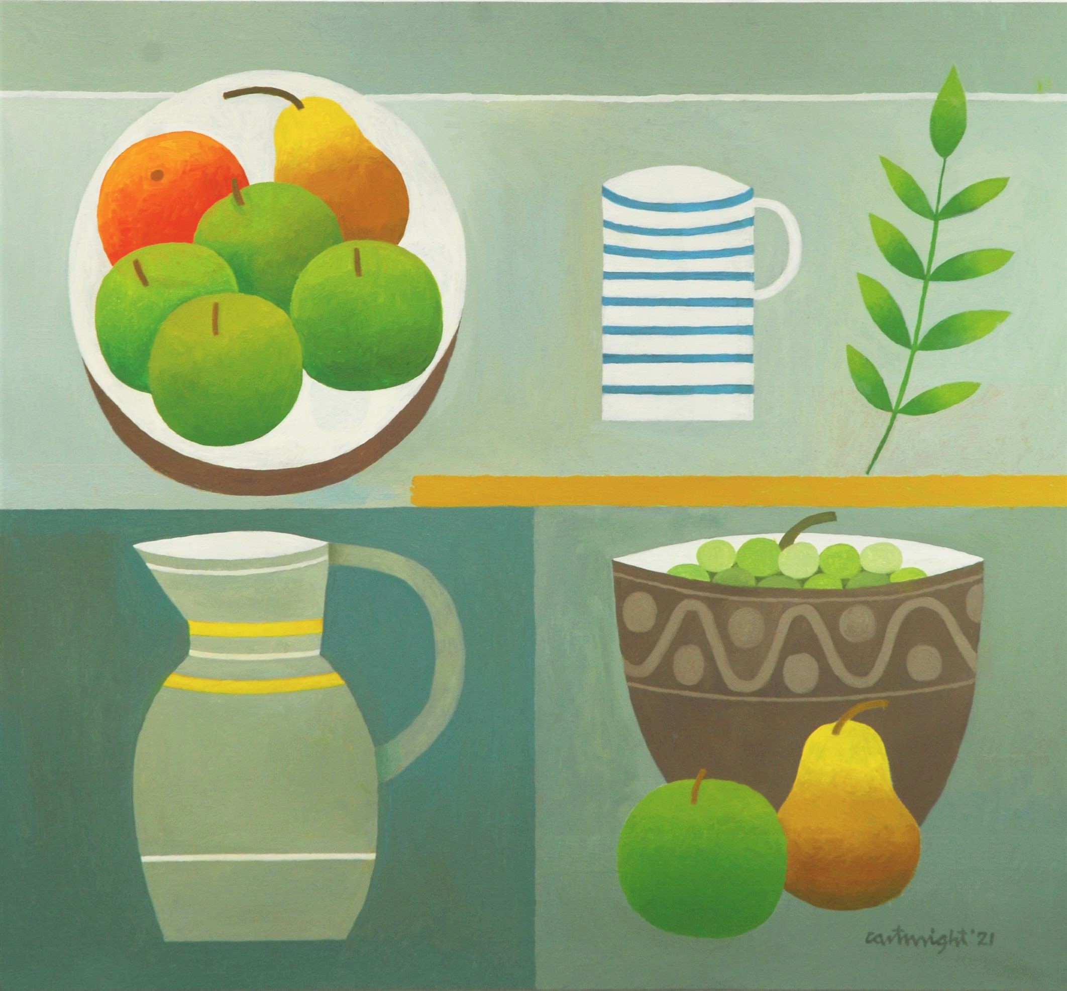 Grey Still Life With Fruit painting by Reg Cartwright 2021