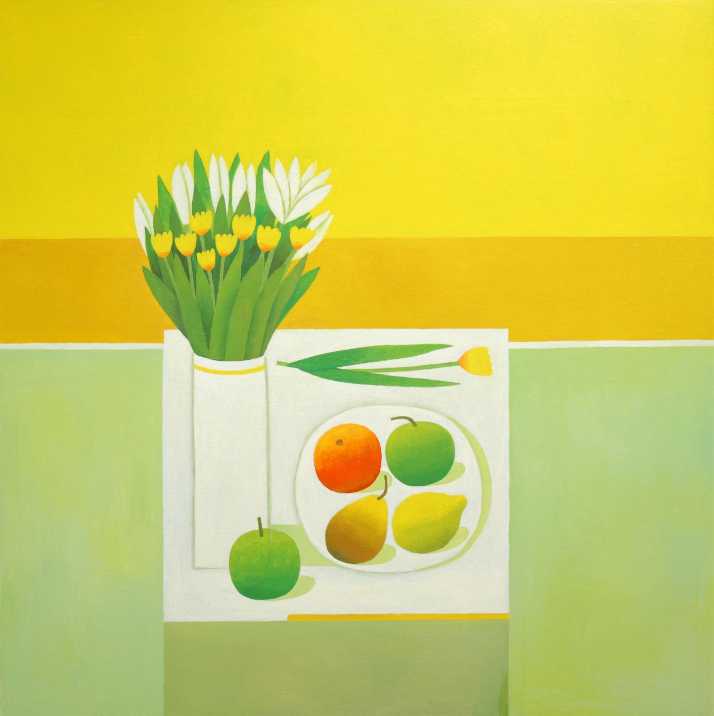 Yellow still life with fruit by reg cartwright 2021