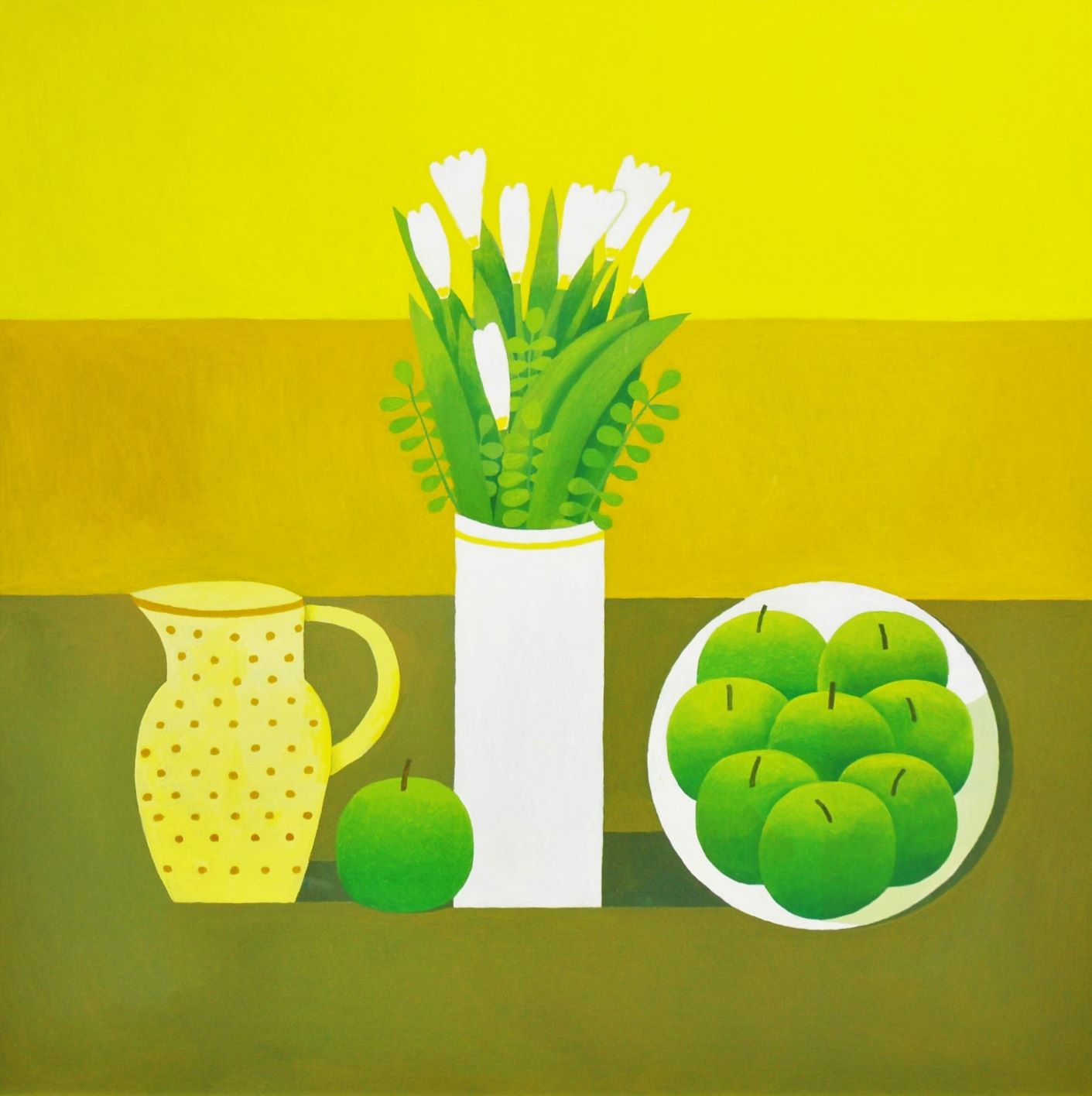 Yellow still life with apples by reg cartwright 2021